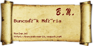 Buncsák Mária névjegykártya